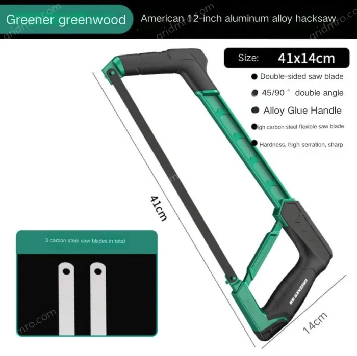 Industrial Heavy Duty 12 inch all-aluminum hacksaw stand with 3 carbon hacksaw blades