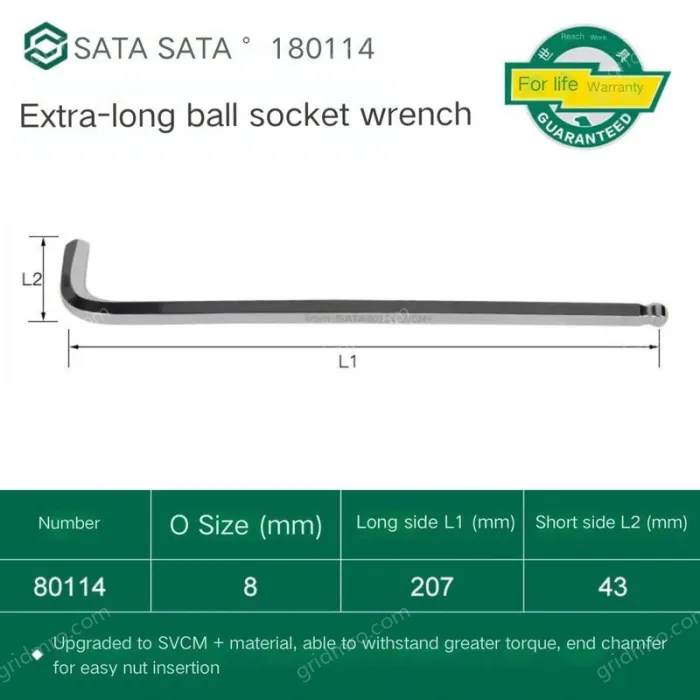 Extra-long ball head hex wrench 8mm 80114