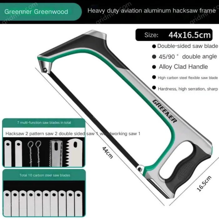 Heavy Aviation Aluminum Hacksaw 3 seconds to change the saw blade contains 10 carbon steel saw blades + 7 multi-function saw blades